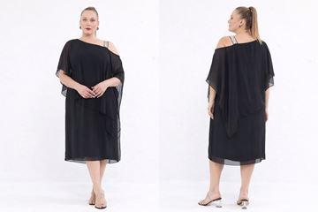 Picture of CURVY GIRL CHIFFON DRESS WITH SPARKLES ON SHOULDER